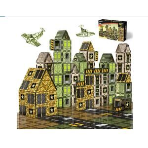 100PCS Army Magnetic Tiles Building Toys, Military Magnetic Blocks STEM Sensory